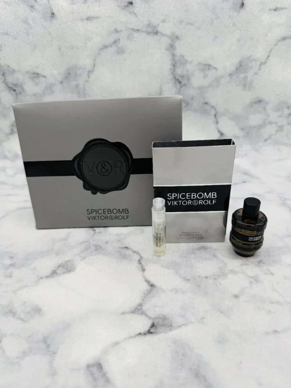 Viktor & Rolf Spicebomb EDT Duo Set,Mini 7ml & Sample Spray 1.2ml-2pc-BOXED-NEW